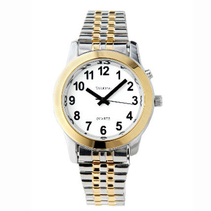 Two Tone Man's Talking Watch White Face - Choice of Voice - Click Image to Close